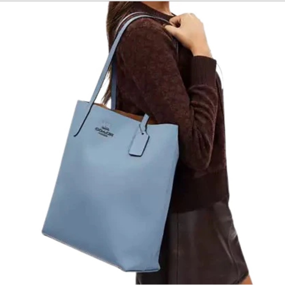 Coach Thea Tote Bag in Gunmetal and Cornflower